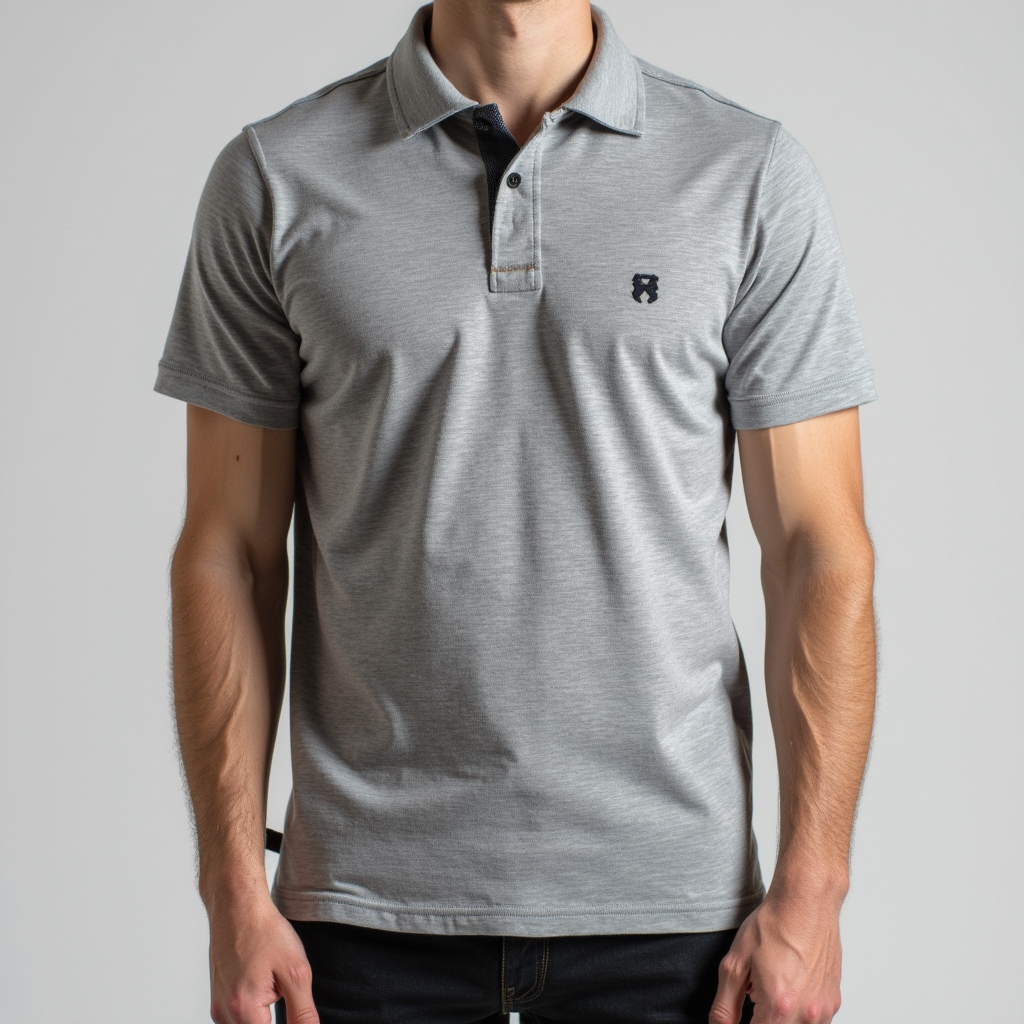 Designer grey polo with small emblem