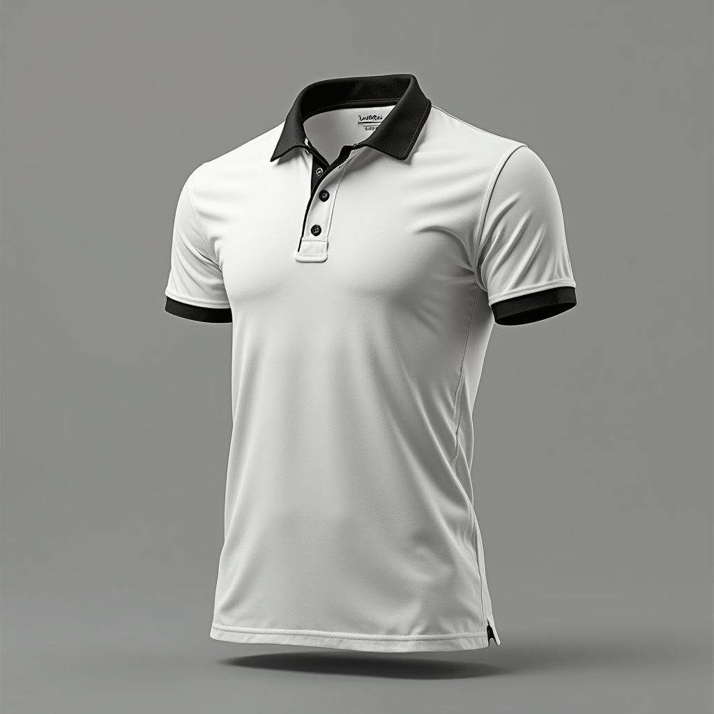 Close-up of high-quality polo shirt fabric and construction